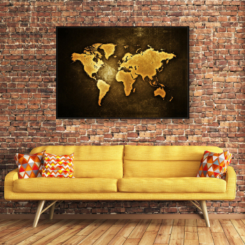 Custom order wholesale wall art geographical map bedroom wall decoration canvas printing painting