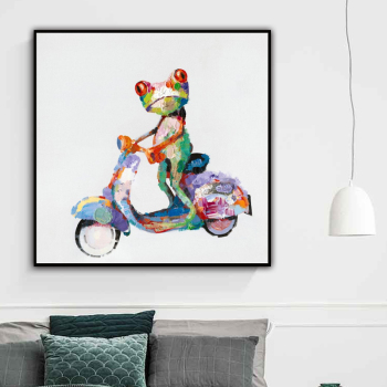Украшения для стен ручной работы Лягушки на мотоциклах Абстрактная картина маслом на холсте декор стен декор