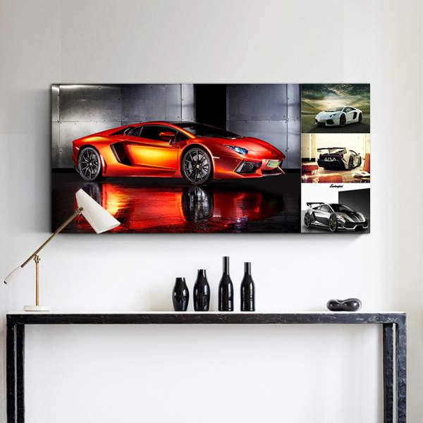 Home decor the red running car picture painting, OEM design high quality canvas wall painting