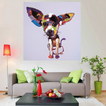 Cute puppy lovely animal wall art picture pop art hand painting on canvas for kids boy's room Cute puppy lovely animal wall art picture pop art hand painting on canvas for kids boy's room
