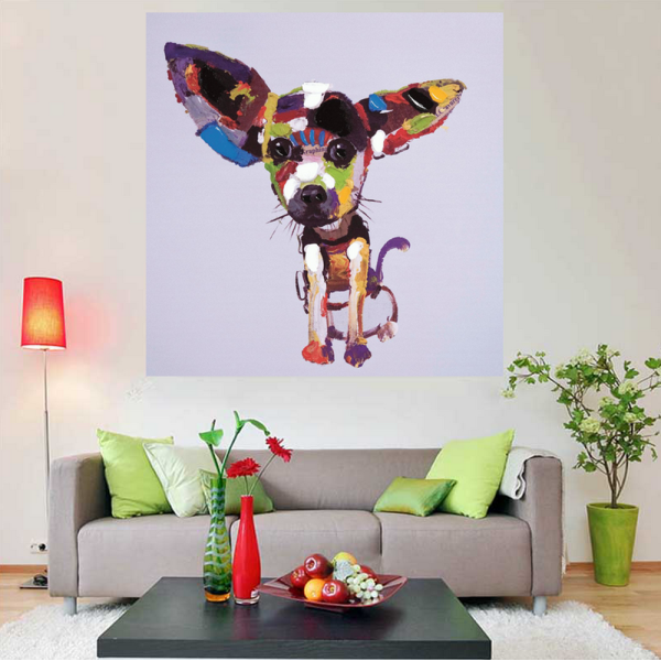 Cute puppy lovely animal wall art picture pop art hand painting on canvas for kids boy's room