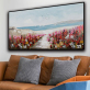 Home Decor Hand Made oil painting The scenery of flowers and birds by the sea, Decorative painting of trees