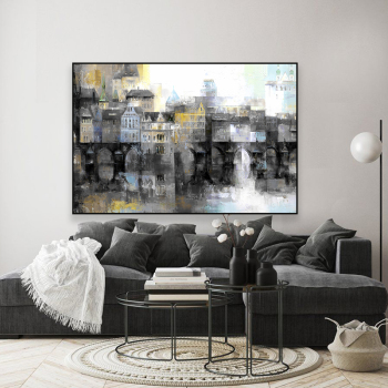 Wholesale custom building contruction modern canvas wall art living room bedroom decoration painting
