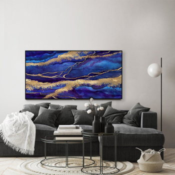 Factory custom OEM blue color living room bedroom decoration painting printing canvas painting