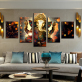 5 Panels Canvas Print Wall Art Picture Home Decor Modern Style Painting Canvas For Living Room God Elephant Buddha