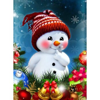 Mosaico personalizado mejillas rojas muñeco de nieve cristal redondo Homefun venta al por mayor Navidad 5D diamante pintura pintura por números