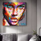 Modern custom canvas painting, abstract colorful face art painting, thick texture no framed printed canvas painting