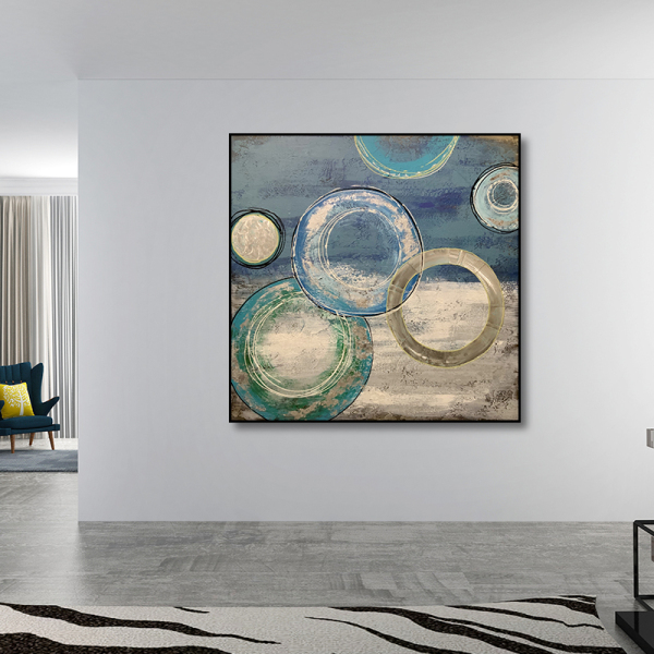 Most popular manufacturer factory metal circle art abstract oil painting, home modern handmade oil painting wall