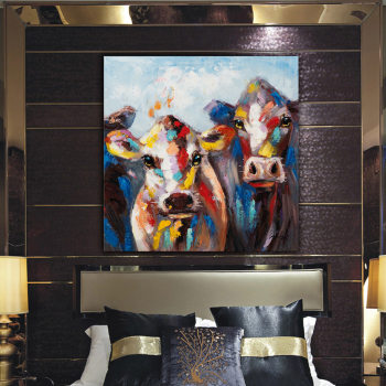 Handmade big cow head animal oil painting hand painted canvas painting ready to hang
