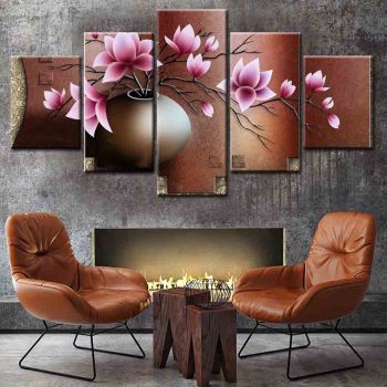 Best selling pink flowers theme canvas print painting digital printing frameless oil painting canvas