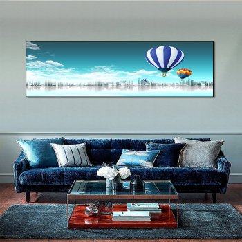 Modern Oil Painting City Sky Balloon Art Home Decoration Living Room Art Painting Frameless