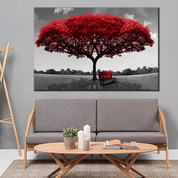 High Quality Painting Canvas Wall Art Modern Landscape Tree Canvas Print Picture For Hotel Decor Picture