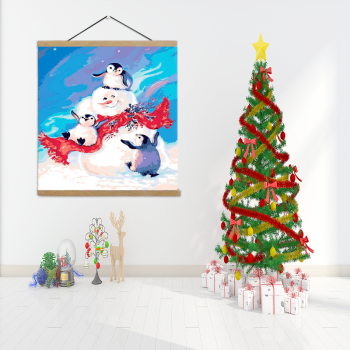 Pangoo, venta al por mayor, muñeco de nieve de Navidad personalizado, colgante de pared enmarcado, pintura DIY por juego de números