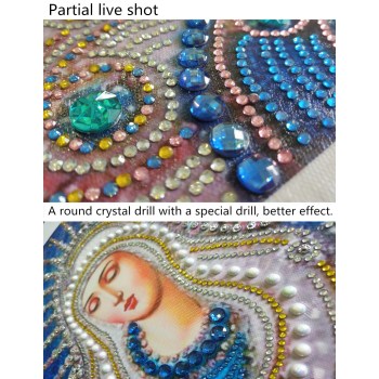 Mosaico personalizado religioso Virgen María AB cristal redondo Homefun venta al por mayor 5D pintura de diamantes pintura cristiana por números