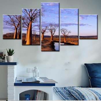 Modern 5 Frameless Canvas Blue Sky Tall Tree Picture Printing Art Home Decoration 5 Living Room Picture