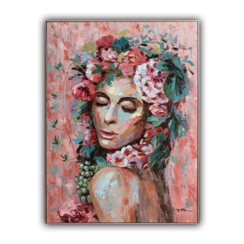Handmade Texture Oil Painting A woman with flowers on her head Abstract Art Wall Pictures Decoration Handmade Texture Oil Painting A woman with flowers on her head Abstract Art Wall Pictures Decoration