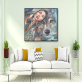 Manufacturer factory direct indian lady and wolf hpme painting, unique design OEM quality home wall decor canvas painting