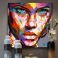 Modern custom canvas painting, abstract colorful face art painting, thick texture no framed printed canvas painting