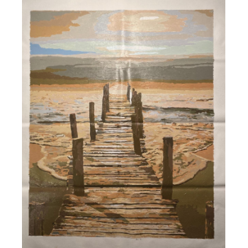 custom design Homfun Kids Canvas Wall Art Seaside canvas Painting Set Beach Sunset DIY paint by numbers for adults
