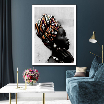 OEM stretched home decorative frameless canvas wall painting, Africa women portrait picture paintings wholesale