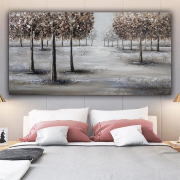 Custom oil painting brown thick texture forest modern oil paintings handmade for living room wall gifts