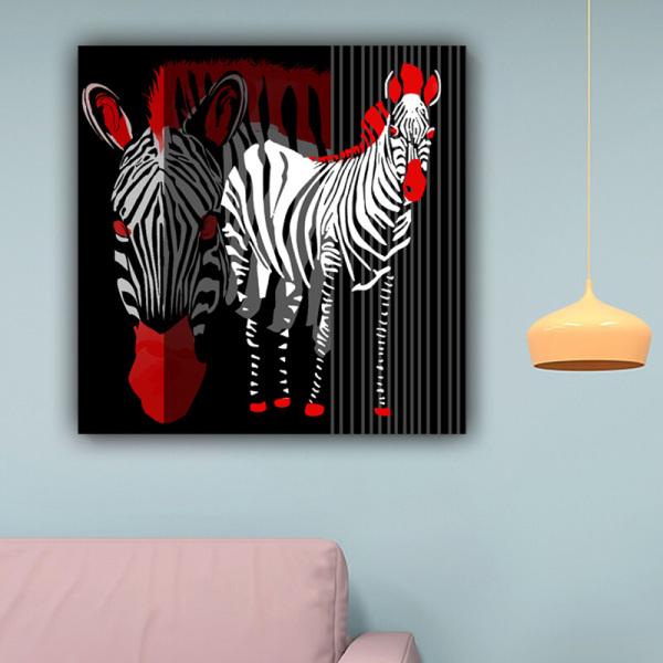 Oil painting colorful zebra horse abstract painting animal prints canvas wall art home decoration painting