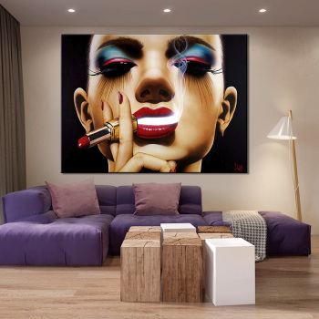 Maquillaje europeo Retrato femenino Pintura al óleo Impresión del arte Cartel de la pared Decoración del hogar Figura Pintura al óleo abstracta Pintura en aerosol