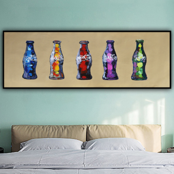 Abstraktes handgemachtes Ölgemälde Bunte Cola-Flasche für Wohnzimmer, Zuhause, Hotel, Café, moderne Inneneinrichtung