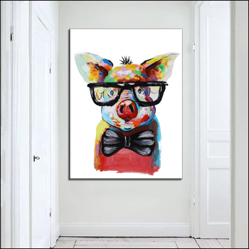 Big Large Size Oil Painting Animal Wall Art Pictures for Living Room Home Decor Canvas Painting Happy Lucky Pig No Frame