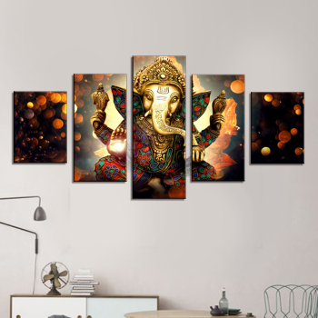 5 paneles lienzo impresión pared arte imagen hogar Decoración estilo moderno pintura lienzo para sala de estar Dios elefante Buda