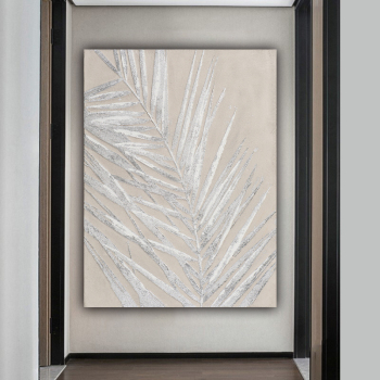 Handmade Texture Oil Painting Large gray leaves Abstract Art Wall Pictures for Home Office Decoration