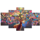 5 Pieces Canvas Art Wall Painting Decorative Animal Deer Modular Picture For Living Room Home Decor Wall Art Paints Unframed