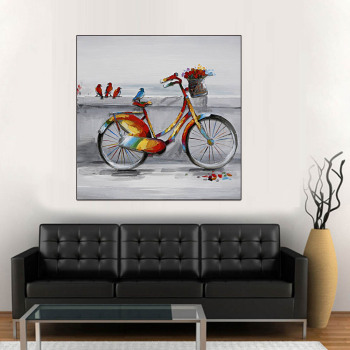 2018 plus récent peinture abstraite moderne à la main toile de peinture à l'huile d'art de mur de vélo