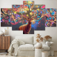 5 Pieces Canvas Art Wall Painting Decorative Animal Deer Modular Picture For Living Room Home Decor Wall Art Paints Unframed