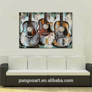 Le jeu de guitare sans cadre simple panneau abstrait unique peinture à l'huile faite à la main pour la décoration murale