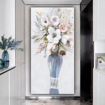 Handmade Texture Oil Painting Blue vase Abstract Art Wall Pictures for Home Office Decoration