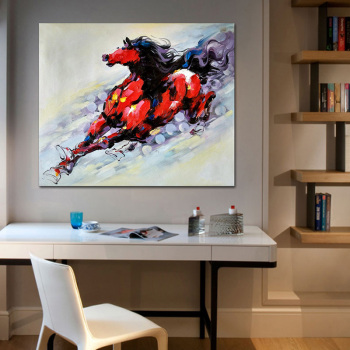 Pintura al óleo abstracta pintada a mano animal retrato de caballo decoración de pared siete artes de pared imagen para sala de estar