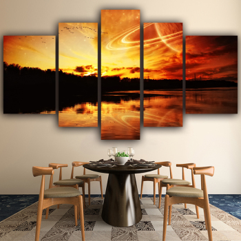 Best selling wholesale sunset landscape theme 5 panel large canvas modern canvas print painting decoration