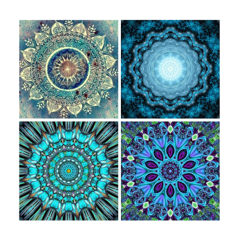 Custom 4 Pack Round Crystal Rhinestones Diamond Painting by Number Blue Style 5D Full Drill Painting for Amazon