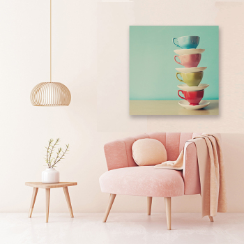 Modern big size hotel artwork wall art painting on canvas colorful teacup print painting decorations for home wall arts painting