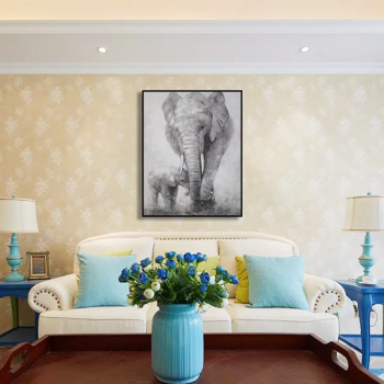 Peinture abstraite d'animal de famille d'éléphant de conception unique, peintures à l'huile abstraites de toile peintes à la main
