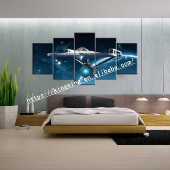 Custom design space UFO theme printed canvas painting collection