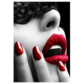Custom Canvas Wall Art 5D Diy Crystal Homfun Diamond Painting Set Woman Red Lip Diamond Paint by number for Amazon