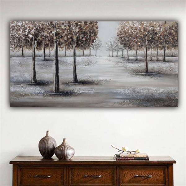 Custom oil painting brown thick texture forest modern oil paintings handmade for living room wall gifts