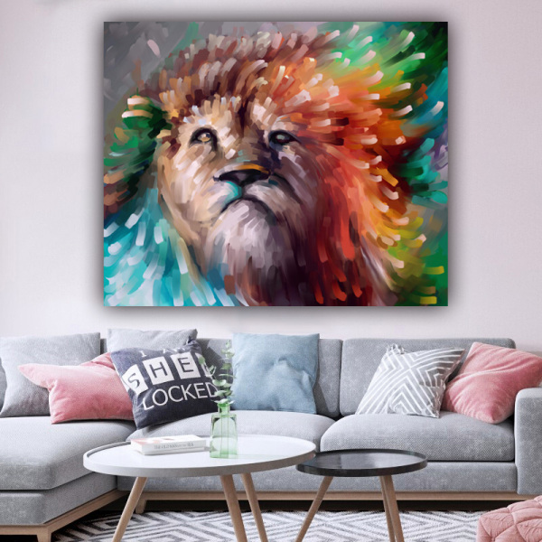 Hot sale OEM Lion Picture Living Room Sofa Background Decorative Painting Printed Canvas Oil Painting