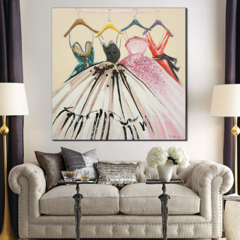 New selling handmade oil painting for living room bedroom hanger skirt home theme oil painting handmade
