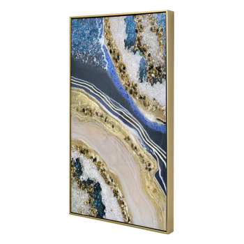 Wholesale Custom New Black Sea 3D Rhinestone Decorative Framed Hanging Glass Painting Other Wall Paintings Art on Acrylic