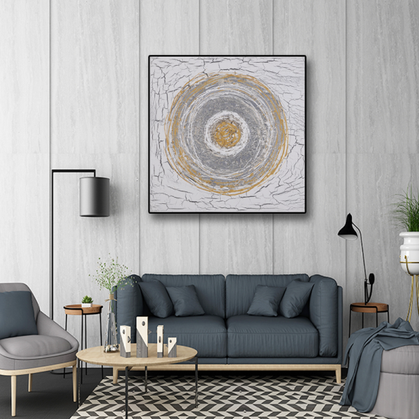 Abstract Framed Painting 3D Round Painting Canvas Wall Art Oil Painting Wall Pictures Hand Painted Wall Art for Living Room