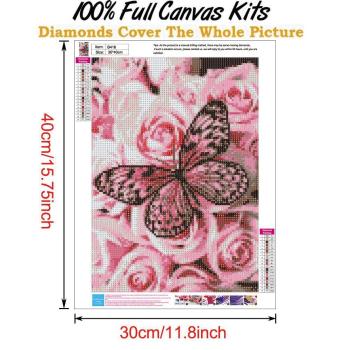 Benutzerdefinierte Leinwand Wandkunst 5D Diy Crystal Homfun Diamond Painting Set Pink Rose Diamond Paint by Number für Amazon