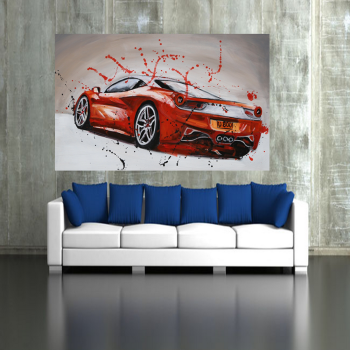 Custom Red Car Canvas Art Handpainted artwork Wall Art Picture Handmade Oil Painting